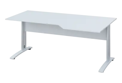 EZK 18 - 186 stůl kancelářský, rohový, pravý, kovová podnož bílá, deska 18 mm, široký 1800 mm, bílá